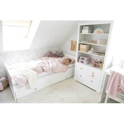 Set pat tineret Marylou alb MDF si saltea 90x200 cm