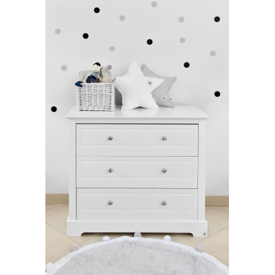 Comoda 3 sertare, MDF, Alb, stil clasic-romantic, colectia Marylou