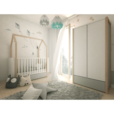 Dulap 2 usi, 1 sertar, cadru de Lemn, stil montessori, 190x100 cm, colectia PINETTE