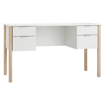 Birou  din lemn masiv / MDF, colectia Miloo, alb