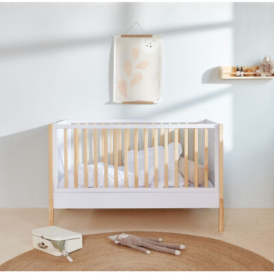 Patut bebe transformabil, MDF/lemn de pin, ALB, colectia TATAM, 70x140 cm
