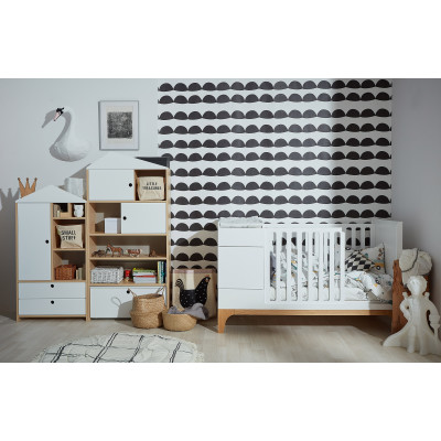 Patut bebe transformabil, UP!, lemn/MDF, alb, 120-160 x 70 cm