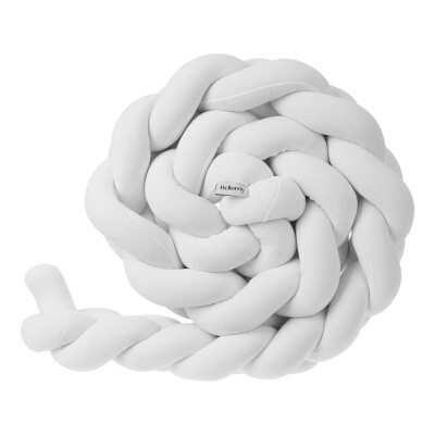 Protectie impletita pentru patut, catifea premium alba, 240 cm