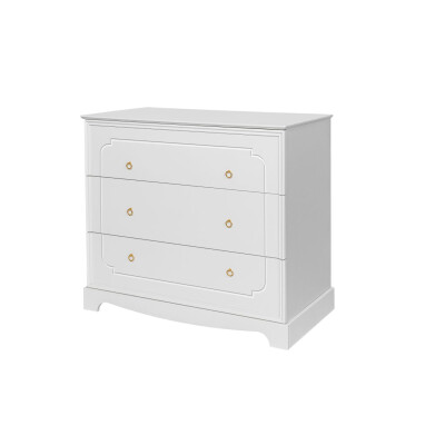 Comoda 3 sertare, MDF, ALB, stil clasic-romantic, colectia Royal