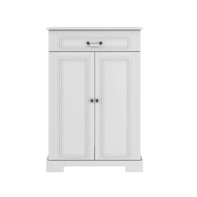 Comoda 2 usi, 1 sertar, MDF Alb, stil clasic-romantic, 125x85 cm, colectia INES
