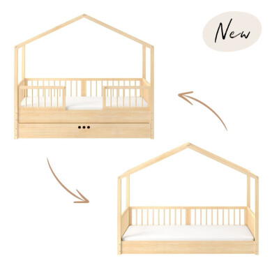 Dream Nest, patut montessori tip casuta, lemn de pin, 80x160
