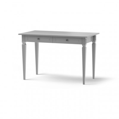 Birou Gri, 2 sertare, blat MDF, 120x80 cm, picioare de lemn, stil clasic-romantic, colectia INES 