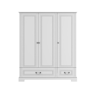 Dulap 3 usi, 2 sertare, MDF, Alb, stil clasic-romantic 180x150 cm, colectia INES