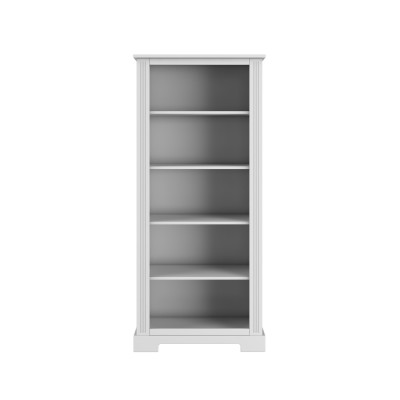 Biblioteca 5 rafturi, MDF, Alb, stil clasic-romantic, 180x80 cm, colectia INES