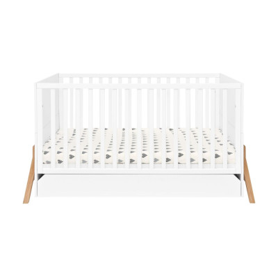 Patut bebe transformabil, cu sertar, lemn/MDF, Alb, stil scandinav, 140 x 70 cm, colectia LOTTA