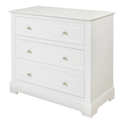 Comoda 3 sertare, MDF, Alb, stil clasic-romantic, colectia Marylou