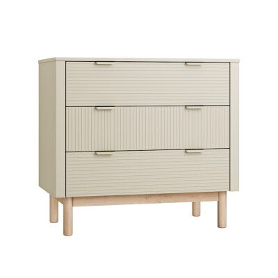 Comoda 3 sertare  din lemn masiv / MDF, colectia Miloo, champagne
