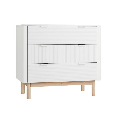 Comoda 3 sertare  din lemn masiv / MDF, colectia Miloo, alb