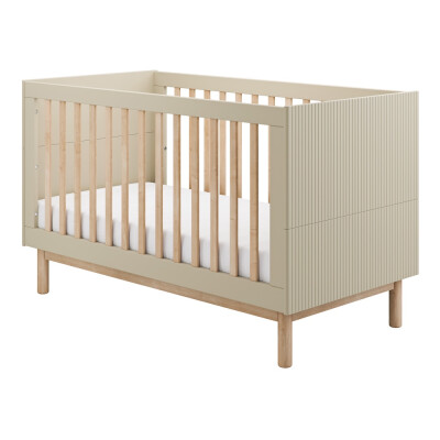 Patut copii 140x70 din lemn masiv / MDF, reglabil pe inaltime, colectia Miloo, champagne