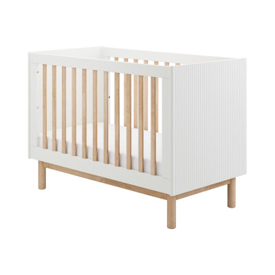Patut copii 60x120 din lemn masiv / MDF, reglabil pe inaltime, colectia Miloo, alb