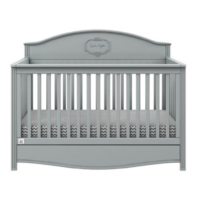 Patut bebe cu sertar, Good Night, lemn/MDF gri, 140 x 70 cm
