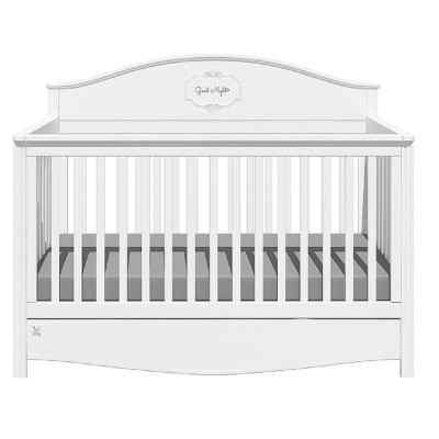 Patut bebe cu sertar, Lemn/MDF Alb, stil clasic-romantic, 140 x 70 cm, colectia GOOD NIGHT