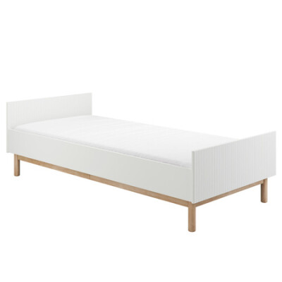 Pat copii 90x200 din lemn masiv / MDF, colectia Miloo, alb
