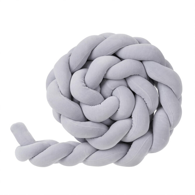 Protectie impletita pentru patut, catifea premium gri, 240 cm