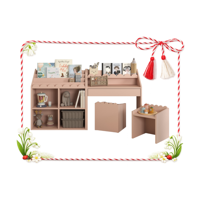 Set BOOK NOOK SUNSET biblioteca cu birou + 2 scaunele GRATIS 