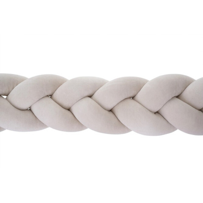 Protectie impletita pentru patut, catifea premium latte, 240 cm