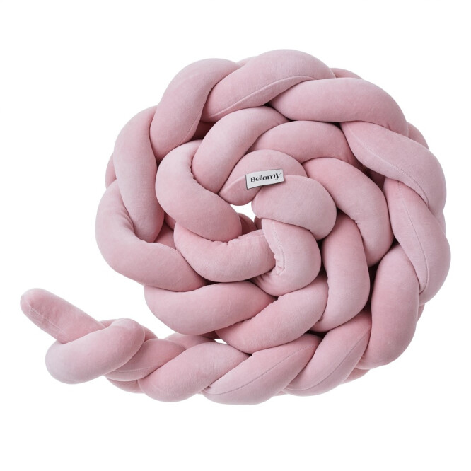 Protectie impletita pentru patut, catifea premium pink, 240 cm