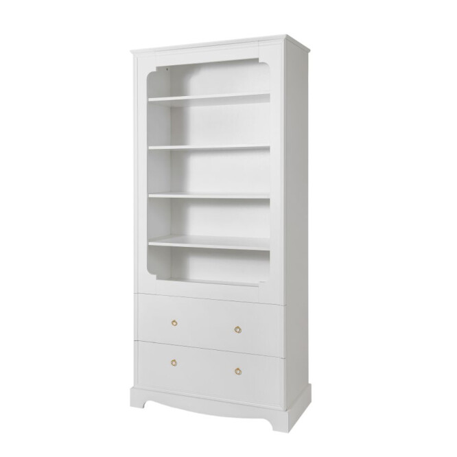 Biblioteca 5 rafturi, 2 sertare, MDF, ALB, stil clasic-romantic, 90x195 cm, colectia Royal