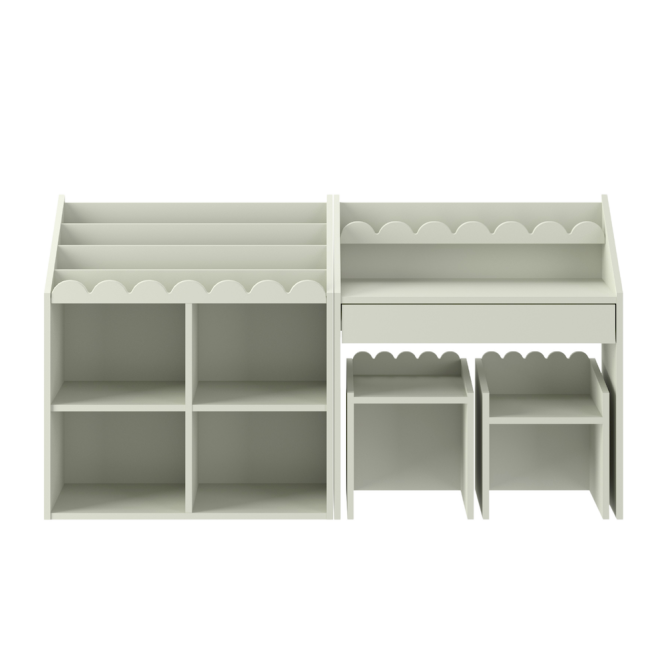 Birou Montessori compact Book Nook sage pentru copii de pana la 7 ani