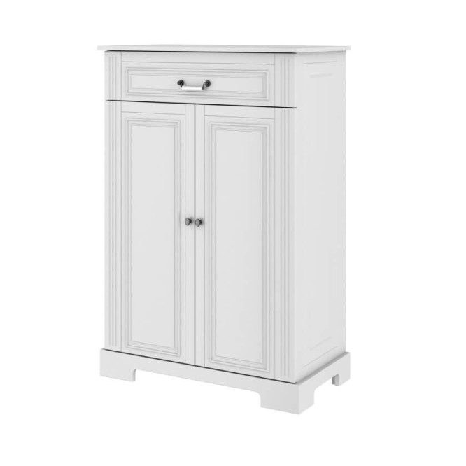 Comoda 2 usi, 1 sertar, MDF Alb, stil clasic-romantic, 125x85 cm, colectia INES