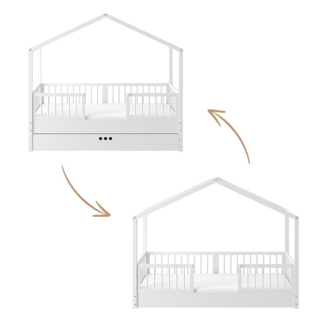 Dream Nest, patut montessori tip casuta, alb, 80x160