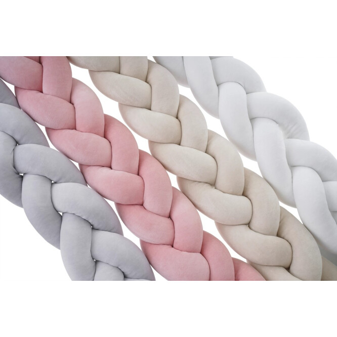 Protectie impletita pentru patut, catifea premium pink, 240 cm