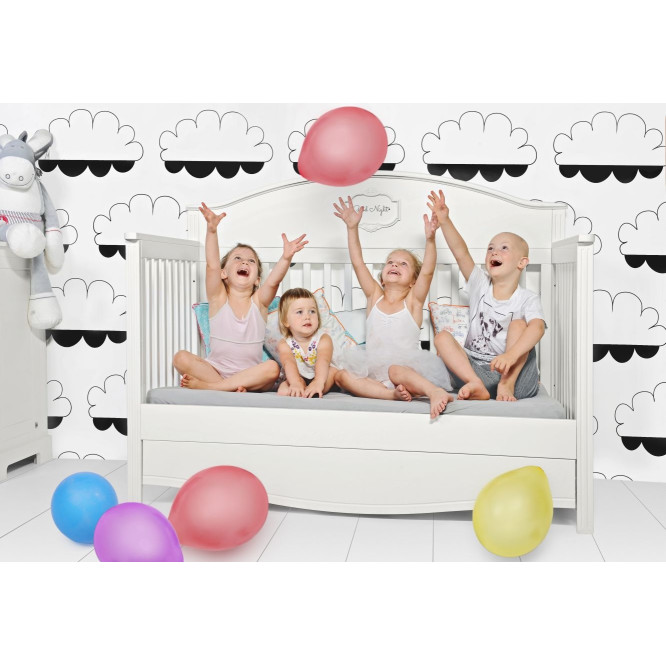 Patut bebe cu sertar, Lemn/MDF Alb, stil clasic-romantic, 140 x 70 cm, colectia GOOD NIGHT