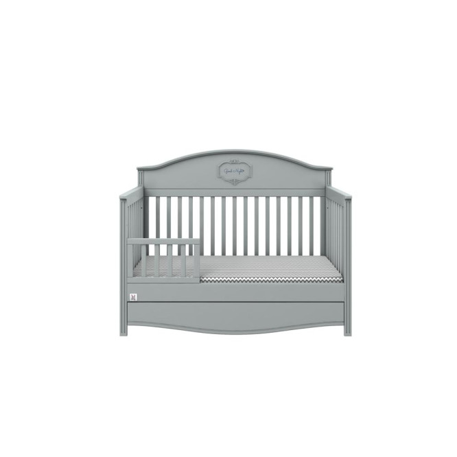 Patut bebe cu sertar, Good Night, lemn/MDF gri, 140 x 70 cm