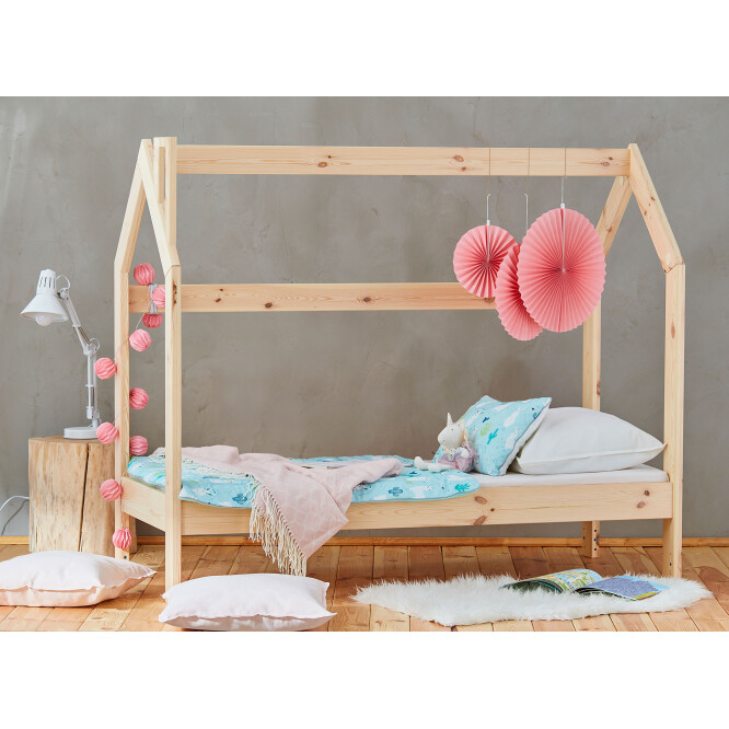House bed Montessori, lemn de pin, 70x160 cm