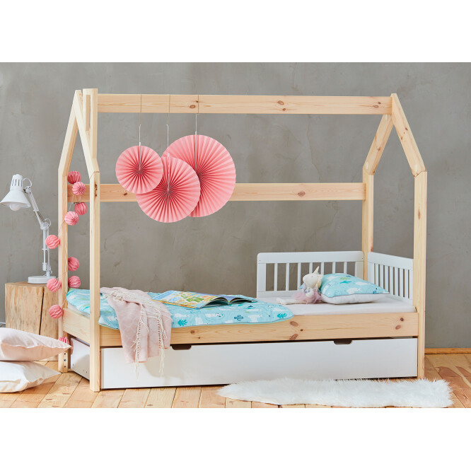 House bed Montessori, lemn de pin, 70x160 cm