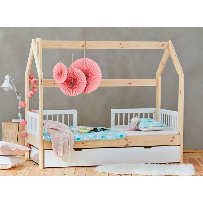 House bed Montessori, lemn de pin, 70x160 cm