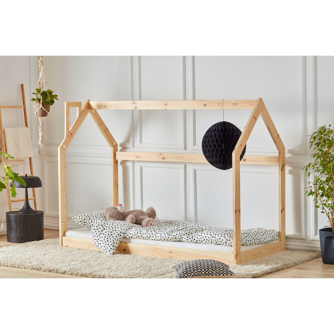 House bed Montessori, lemn de pin, 90x200 cm