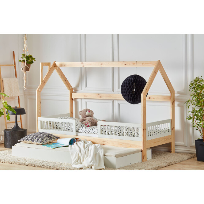 House bed Montessori, lemn de pin, 90x200 cm