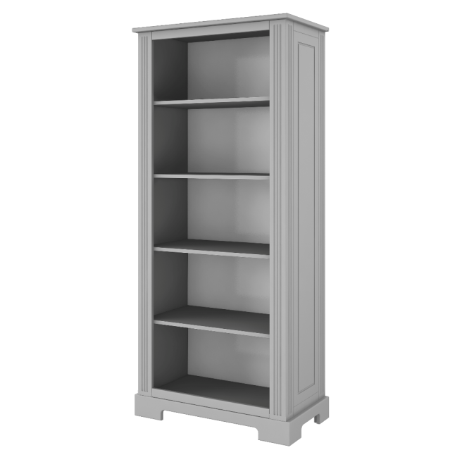Biblioteca 5 rafturi, MDF, Gri, stil clasic-romantic, 180x80 cm, colectia INES