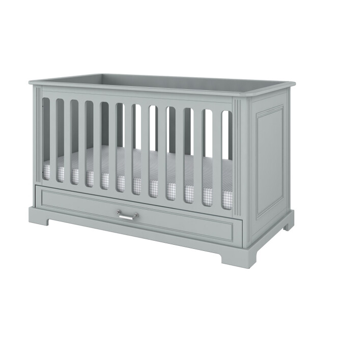Set patut bebe transformabil, Ines gri si saltea 140 x 70 cm