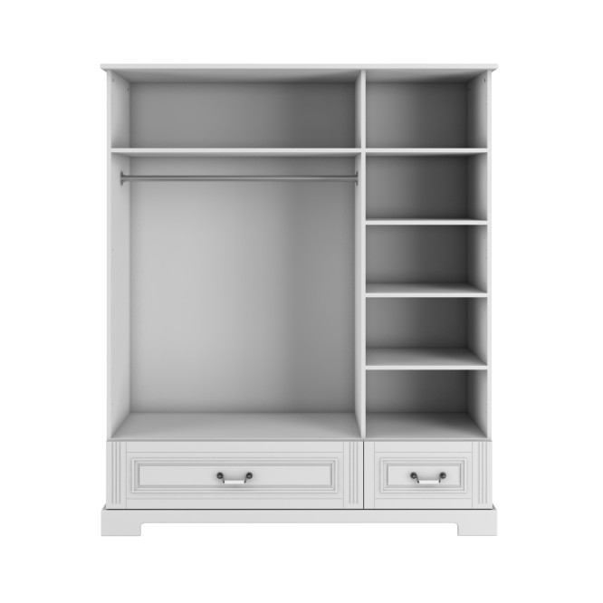 Dulap 3 usi, 2 sertare, MDF, Alb, stil clasic-romantic 180x150 cm, colectia INES