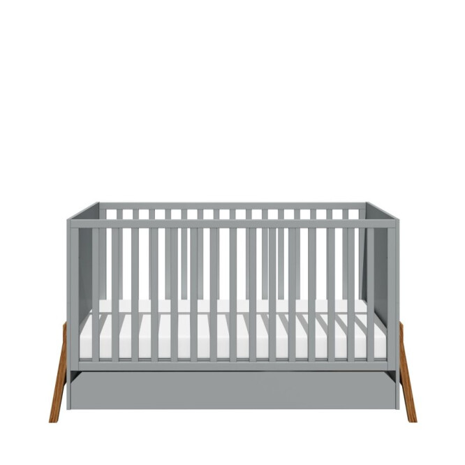 Set patut bebe Lotta gri si saltea 140x70 cm