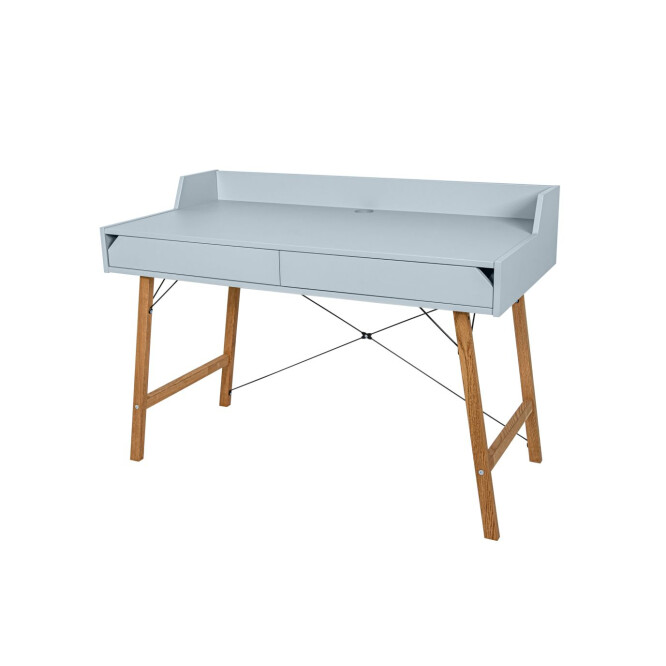 Birou LOTTA Horizon, 2 sertare, blat 120x60 cm, picioare lemn de stejar, stil scandinav,