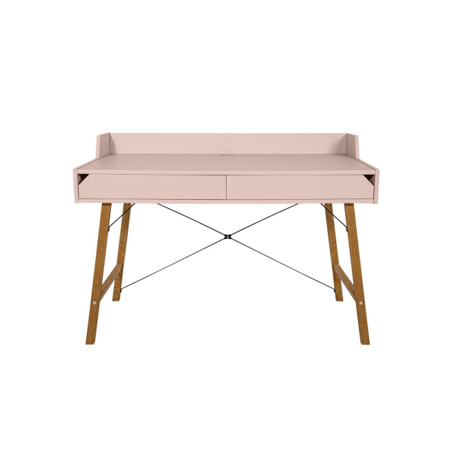 Birou LOTTA Sunset, 2 sertare, blat 120x60 cm, picioare lemn de stejar, stil scandinav,