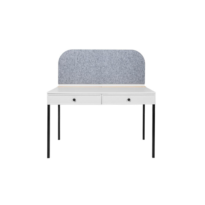 Birou LUMI, 2 sertare, MDF/ picioare metalice, Alb, suprafata de studiu 120x64 cm