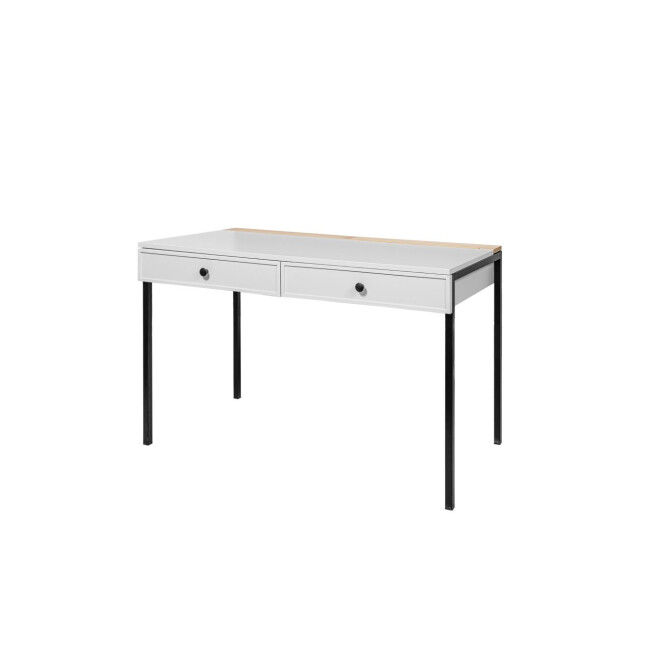 Birou LUMI, 2 sertare, MDF/ picioare metalice, Alb, suprafata de studiu 120x64 cm
