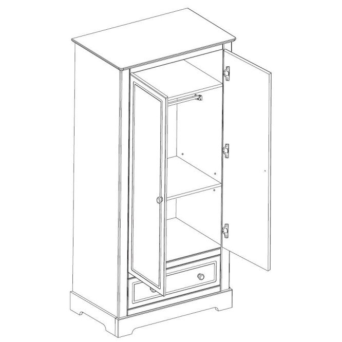 Dulap 2 usi, 1 sertar, MDF, stil clasic-romantic, 174x102 cm, colectia MARYLOU