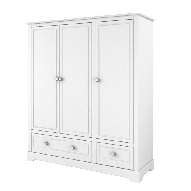 Dulap 3 usi, 2 sertare, MDF, Alb, stil clasic-romantic, 174x146 cm, colectia MARYLOU
