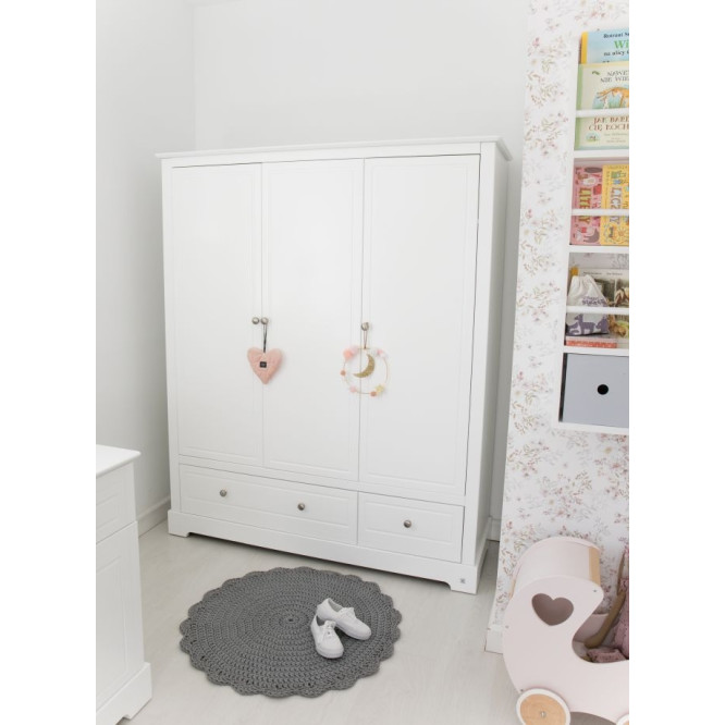 Dulap 3 usi, 2 sertare, MDF, Alb, stil clasic-romantic, 174x146 cm, colectia MARYLOU
