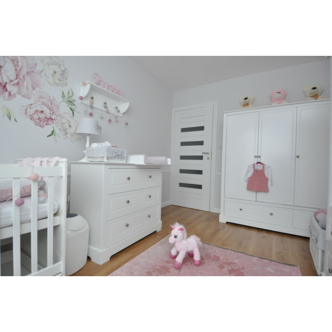 Dulap 3 usi, 2 sertare, MDF, Alb, stil clasic-romantic, 174x146 cm, colectia MARYLOU